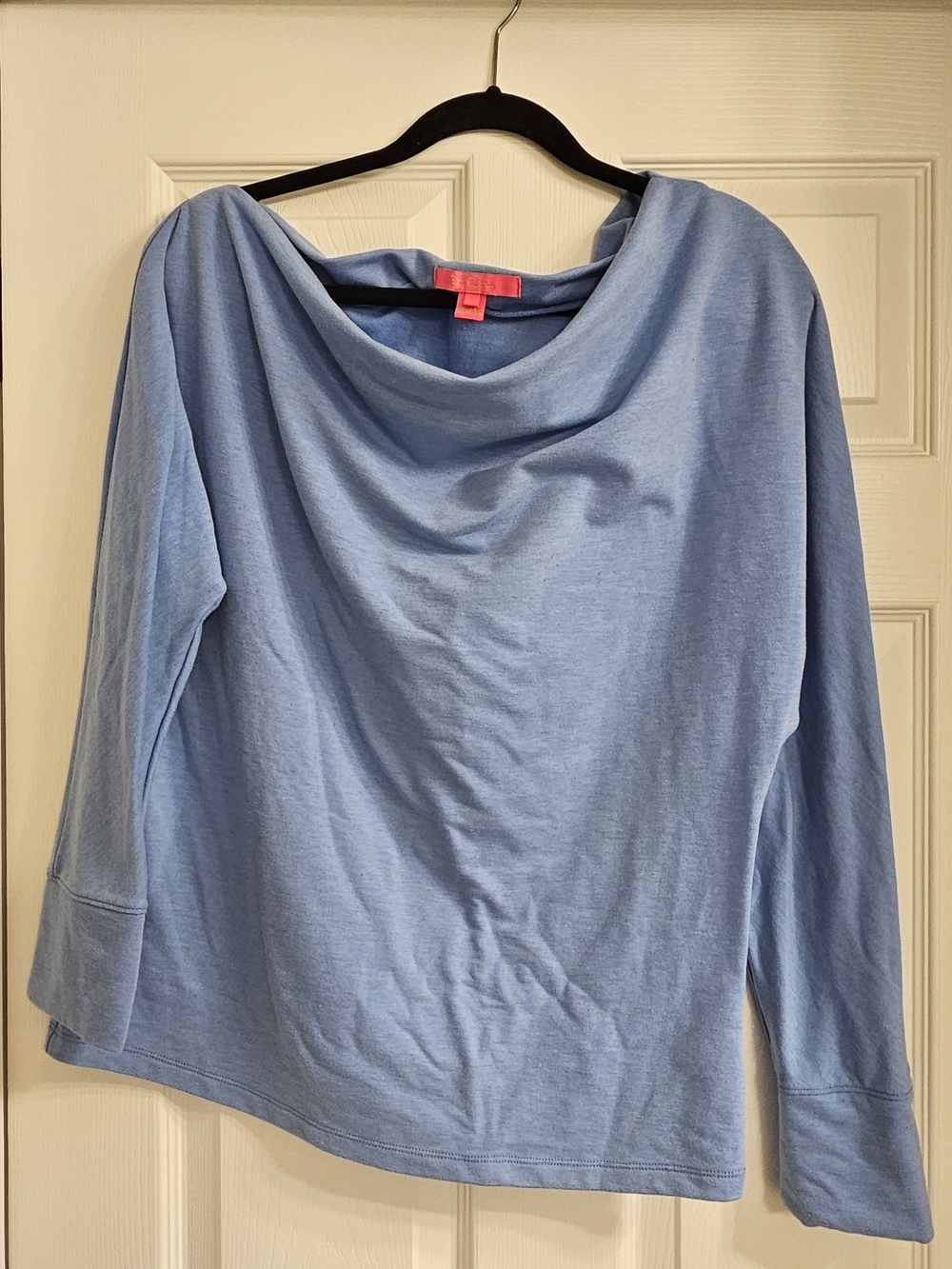 Lilly Pulitzer Light Blue Sheera Draped-Neck One Shoulder Sweatshirt Sz L